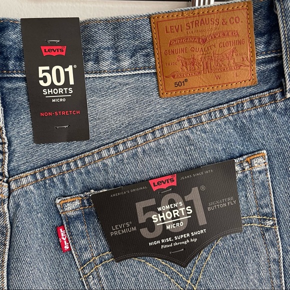 Levi’s 501 Micro Short in Teeny Weeny Medium Blue was Cutoff Jean Shorts Size 32 - Picture 9 of 15